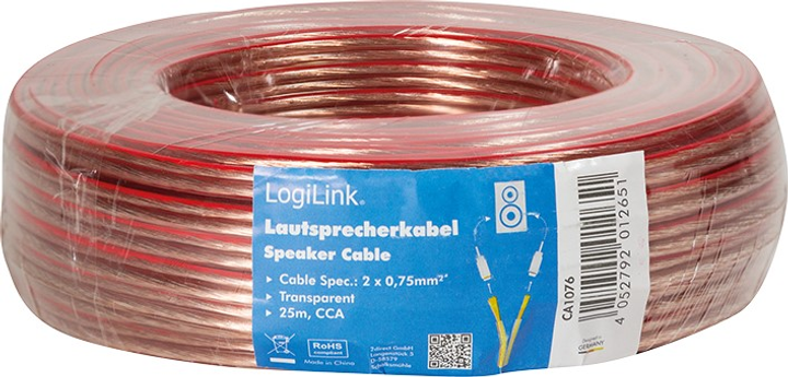 Kabel głośnikowy Logilink 2 x 0.75 mm 25 m Transparent (4052792012651) - obraz 1