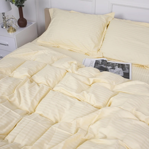 Акція на Простирадло MirSon Satin Stripe 30-0002 Soft Yellow 240х260 см від Rozetka