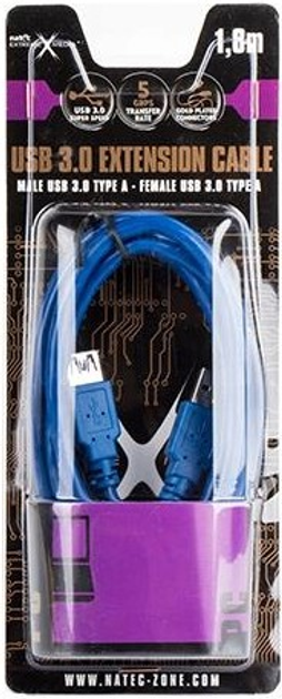 Кабель NATEC Extreme Media USB Type A - USB Type A 1.8 м Blue (NKA-0469) - зображення 2