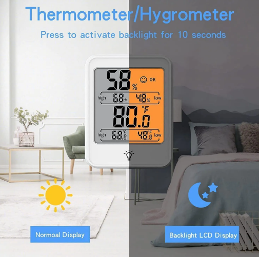 Цифровой климатический термогигрометр Indoor Thermometer с подсветкой термометр гигрометр - изображение 6