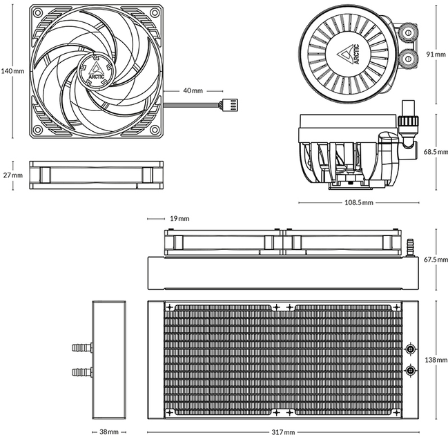 Układ chłodzenia wodą Arctic Liquid Freezer III 280 Black (ACFRE00135A) - obraz 6