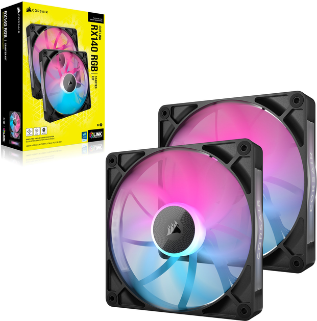 Zestaw wentylatorów Corsair iCUE Link RX140 RGB PWM Dual Pack (CO-9051020-WW) - obraz 3