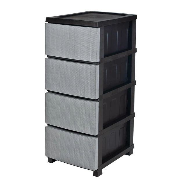 Комод пластиковый на 4 ящика R-Plastic РОТАНГ серо-черный - изображение 2