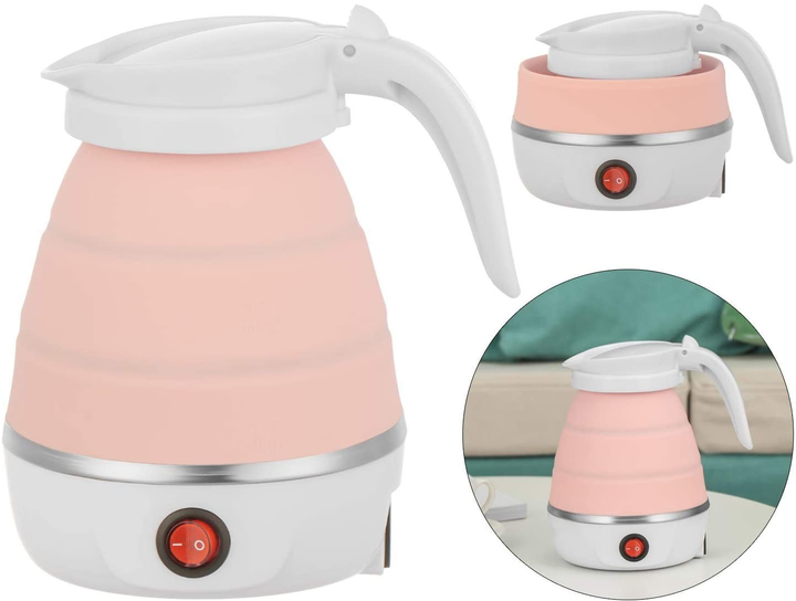 Чайник дорожный силиконовый дисковый складной 0,6л 600W 220V Travel Electric Kettle YS-2008 Розовый (2762) - изображение 3