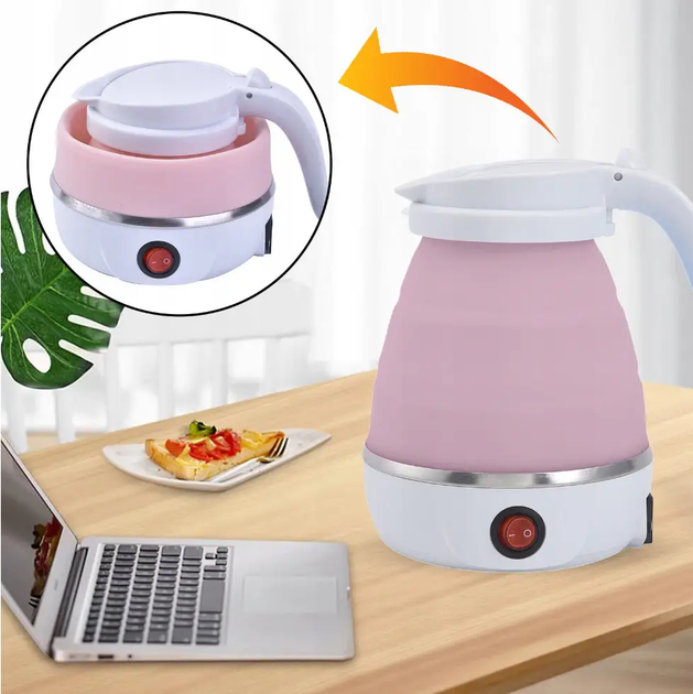 Чайник дорожный силиконовый дисковый складной 0,6л 600W 220V Travel Electric Kettle YS-2008 Розовый (2762) - изображение 7