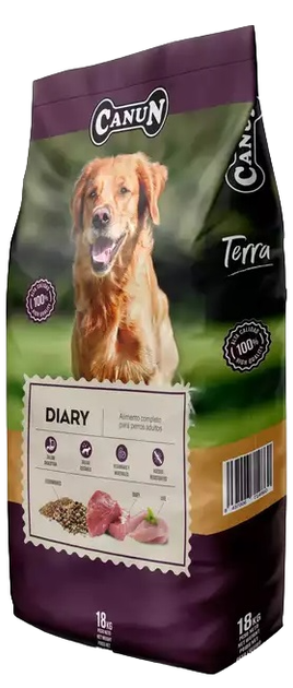 Karma dla psów dojrzałych i z nadwagą Canun Terra Diary 18 kg (8437006714860) - obraz 1