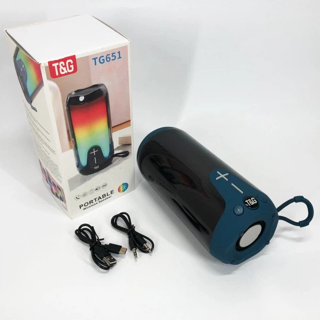 Bluetooth-колонка TG 651 blue с RGB - изображение 4