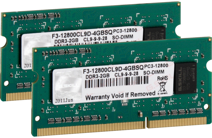 Pamięć RAM G.Skill SODIMM DDR3-1600 4096 MB PC3-12800 (Kit of 2x2048) (F3-12800CL9D-4GBSQ) - obraz 1