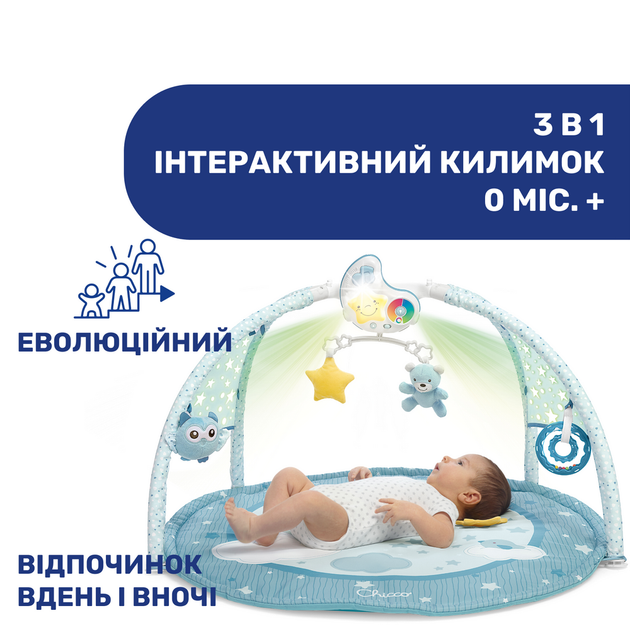 Килимок, що розвиває Chicco Enjoy Colours Gym, блакитний - Фото 8 Килимок, що розвиває Chicco Enjoy Colours Gym, блакитний - зображення 8