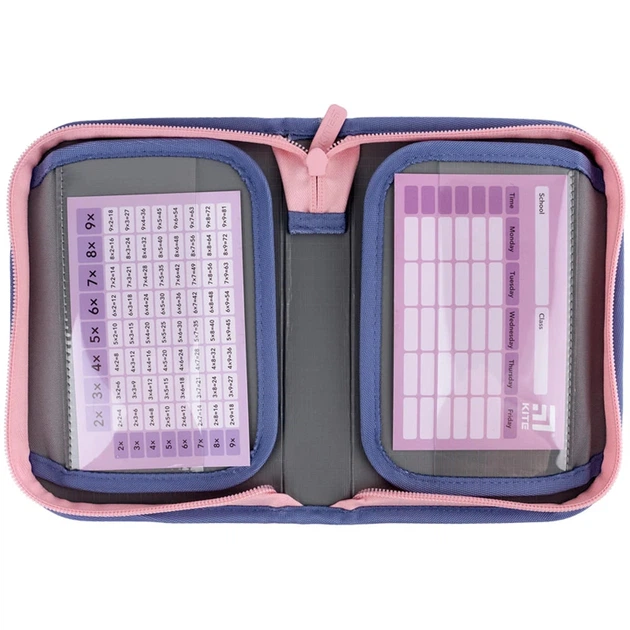Пенал Kite 1 відділення з 2 відворотами Purple Chequer K24-622-3 - зображення 4
