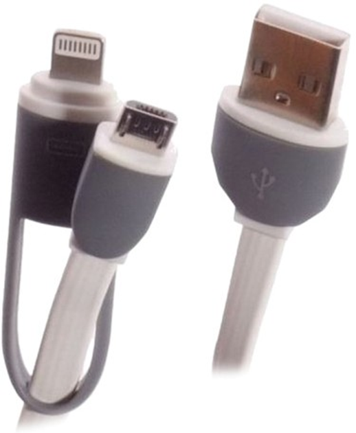 Kabel Libox USB Type A - micro-USB - Lightning M/M 1 m White (KAB-USB-00001) - obraz 1