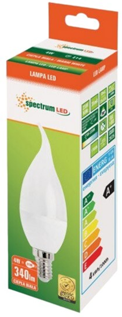 Світлодіодна лампа Spectrum Deco 4W 3000K 230V E14 Yellow Свічка (5907418736093) - зображення 2