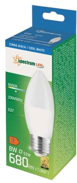 Żarówka LED Spectrum 8W 6000K 230V E27 Neutral White Świeczka (6477571) - obraz 2