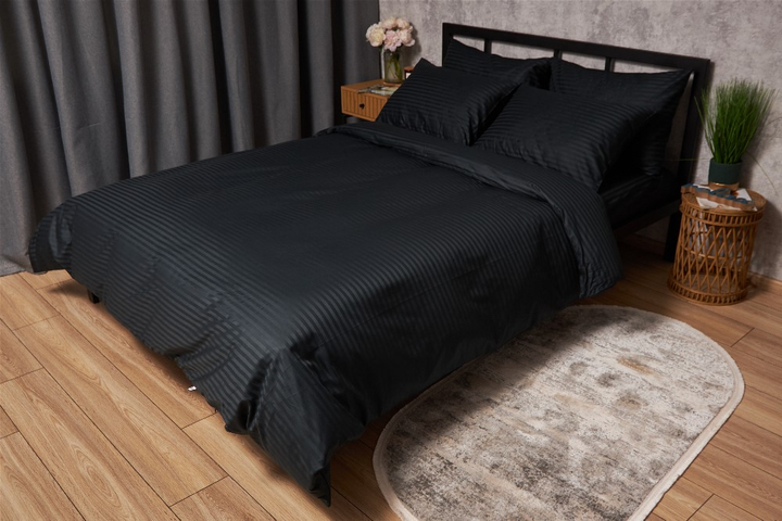 Акція на Комплект постільної білизни Moon&Star Satin Stripe Midnight Luxe Полуторний Євро 160х220 см наволочки 2х50х70 см (MS-820005271) від Rozetka