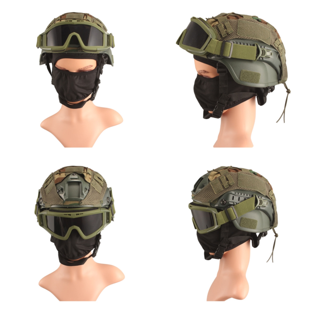Тактические очки защитная маска Solve с креплениями на каску с 3 сменными линзами Олива - изображение 2