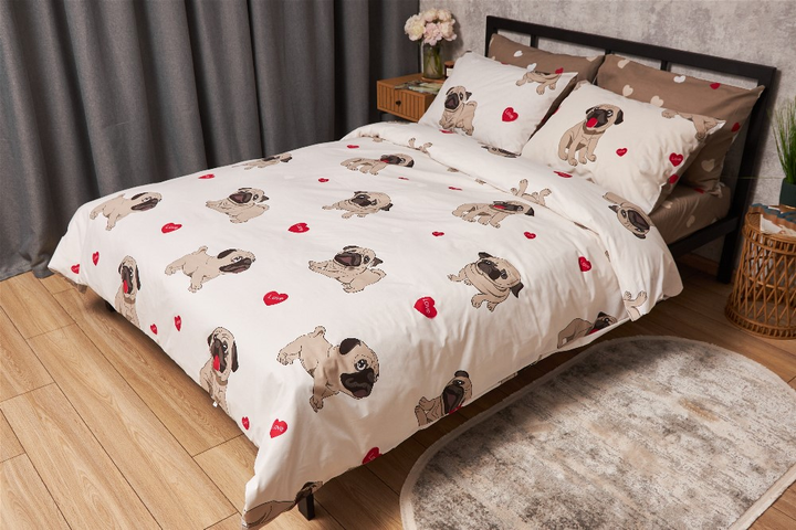 Акція на Комплект постільної білизни Moon&Star Бязь Gold Люкс Bulldog Love King Size 220x240 см наволочки 4х70х70 см (MS-820005709) від Rozetka