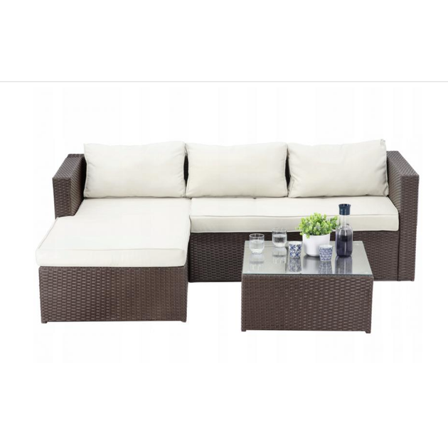 Садовая мебель Chomik GARDEN LINE ATRANI коричневый + кремовые подушки - изображение 2