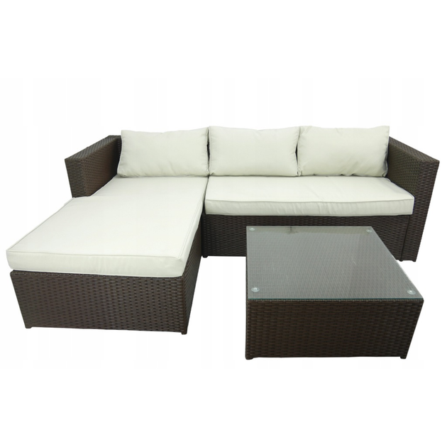 Садовая мебель Chomik GARDEN LINE ATRANI коричневый + кремовые подушки - изображение 4