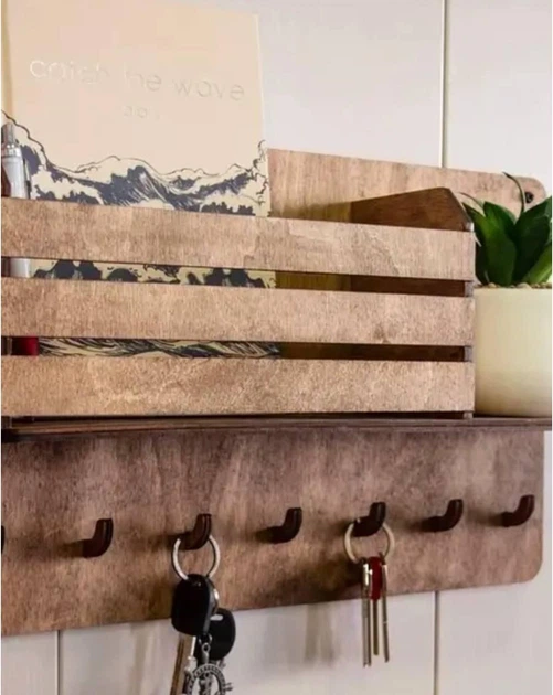 Ключница из дерева EverWood коричневая 27,5х20х10,5 см - Фото 3 Ключница из дерева EverWood коричневая 27,5х20х10,5 см - изображение 3