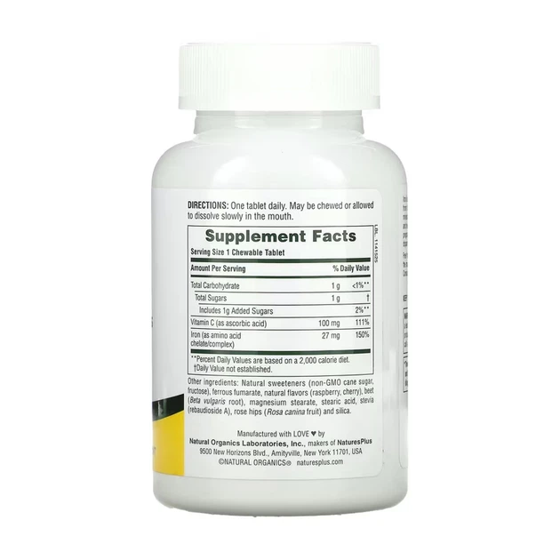 Залізо з вітаміном C Nature's Plus Iron 27 mg with Vitamin C Herbs 90 таблеток - Фото 2 Залізо з вітаміном C Nature's Plus Iron 27 mg with Vitamin C Herbs 90 таблеток - зображення 2