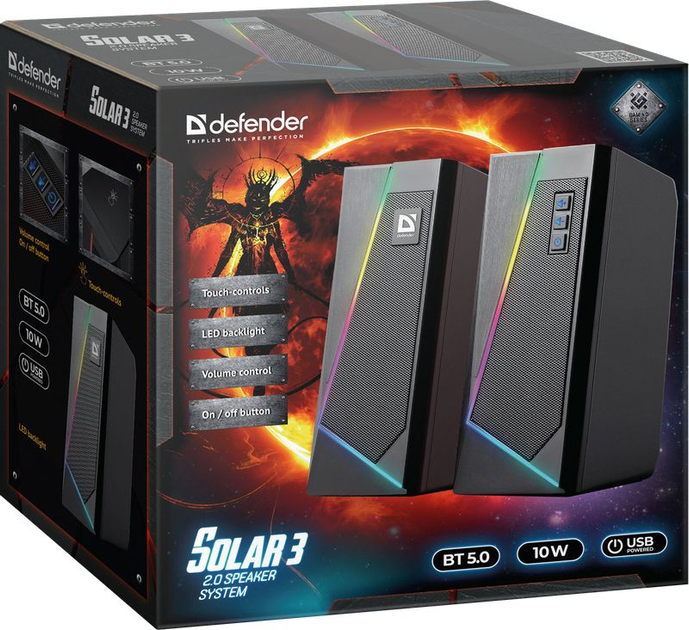 Акустична система Defender Solar 3 USB Bluetooth Black (4745090820096) - зображення 3