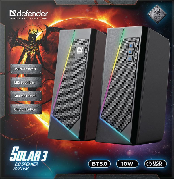 Акустична система Defender Solar 3 USB Bluetooth Black (4745090820096) - зображення 4