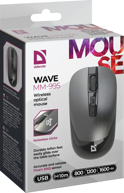 Mysz Defender Wave MM-995 Wireless Grey (4745090821840) - obraz 7