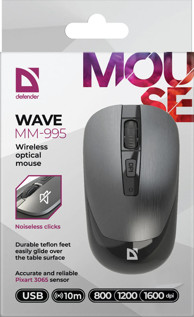 Mysz Defender Wave MM-995 Wireless Grey (4745090821840) - obraz 8