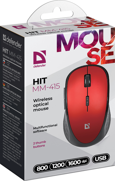 Mysz Defender Hit MM-415 Wireless Black-Red (4714033524155) - obraz 6