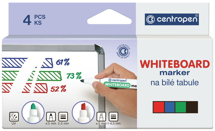 Zestaw markerów do tablicy Centropen Board 2.5 mm 4 szt (8559/4/CB) - obraz 1