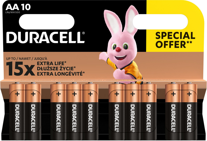 Лужні батарейки Duracell Basic AA 1.5V LR6 10 шт economy pack (5000394152496) - зображення 2