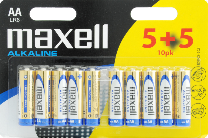 Лужна батарейка Maxell Alkaline AA/LR6 10 шт./уп. (5+5) (4902580724894) - зображення 1