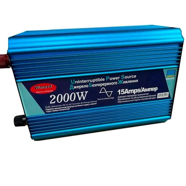 Перетворювач інвертор Power Inverter Wimpex 2000W 12V-220V UPS чиста синусоїда з підзарядкою WX-2100S - зображення 4
