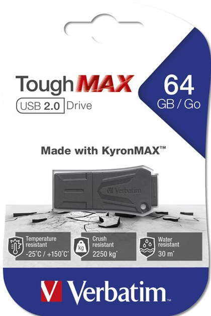 Pendrive Verbatim ToughMAX USB 2.0 64GB Czarny (23942493327) - obraz 3