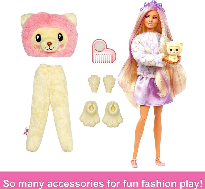 Кукла Barbie Cutie Reveal (Series 5) Lion + Pet - Красавица Барби в плюшевым костюме льва и домашним питомцем (HKR06) - Игровой набор Mattel - Фото 4 Кукла Barbie Cutie Reveal (Series 5) Lion + Pet - Красавица Барби в плюшевым костюме льва и домашним питомцем (HKR06) - Игровой набор Mattel - изображение 4