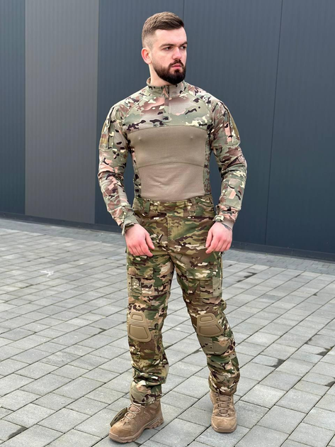 Тактична форма Multicam костюм літній Мультикам з наколінниками військовий одяг камуфляжний комплект для ЗСУ XL - зображення 1