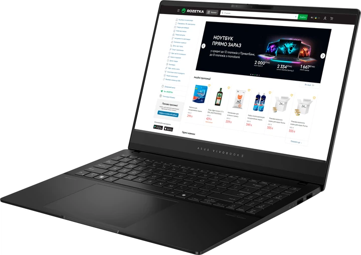 Ноутбук ASUS Vivobook S 15 OLED M5506NA-MA014 (90NB14D2-M000P0) Neutral Black / 15.6" OLED 3K 120 Гц / AMD Ryzen 5 7535HS / RAM 16 ГБ / SSD 512 ГБ - Фото 5 Ноутбук ASUS Vivobook S 15 OLED M5506NA-MA014 (90NB14D2-M000P0) Neutral Black / 15.6" OLED 3K 120 Гц / AMD Ryzen 5 7535HS / RAM 16 ГБ / SSD 512 ГБ - зображення 5