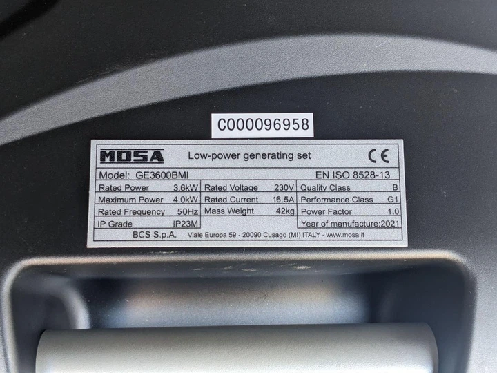 Инверторный генератор, бензиновый MOSA GE3600 BMI 3.6-4.0 кВт - изображение 6