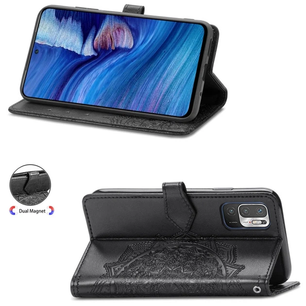 Кожаный чехол-книжка Art Case с визитницей для Xiaomi Redmi Note 10 5G / Poco M3 Pro Черный Без бренда - Фото 4 Кожаный чехол-книжка Art Case с визитницей для Xiaomi Redmi Note 10 5G / Poco M3 Pro Черный Без бренда - изображение 4