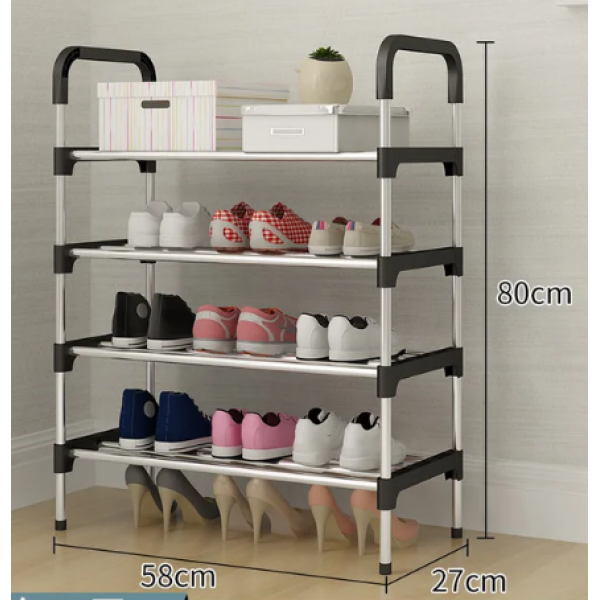 Тумба полка подставка органайзер стойка для хранения обуви на 4 яруса SHOE RACK 58 х 80 х 27 см Черный (D-2019091680) - Фото 2 Тумба полка подставка органайзер стойка для хранения обуви на 4 яруса SHOE RACK 58 х 80 х 27 см Черный (D-2019091680) - изображение 2