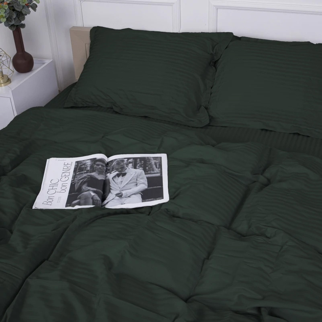 Акція на Наволочка з вушками MirSon Satin Stripe 30-0017 Green 70x70 см від Rozetka