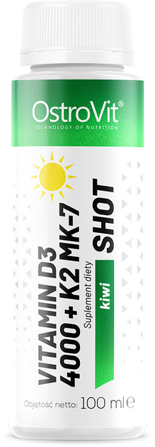 Zestaw suplementów diety OstroVit Vitamin D3 4000 IU + K2 MK-7 Shot Kiwi w płynie 20 x 100 ml (5903933911434) - obraz 2