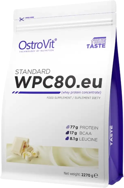 Białko OstroVit Standart WPC80.eu White Chocolate 2270 g (5902232619607) - obraz 1