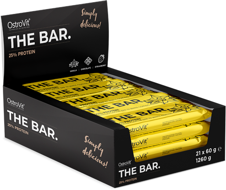 Протеїнові батончики OstroVit The Bar. 25% Protein Vanilla in White Coating 60 г x 21 шт (5903246222395) - зображення 1