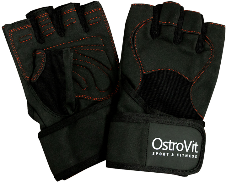 Чоловічі тренувальні рукавички OstroVit з підсилювачем Чорні 2XL (5903246229028) - зображення 1
