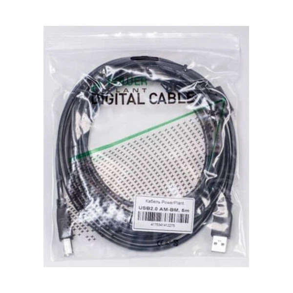 Кабель USB AM - BM One ferrite 5м черный PowerPlant, KD00AS1227 - Фото 2 Кабель USB AM - BM One ferrite 5м черный PowerPlant, KD00AS1227 - изображение 2
