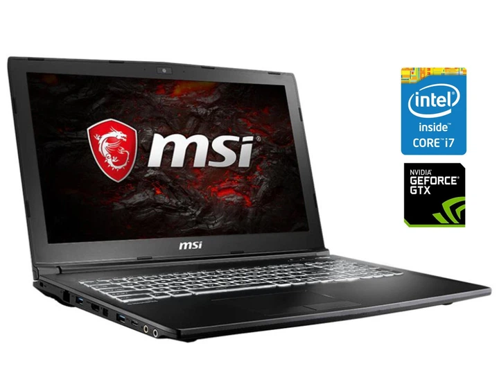 Ігровий ноутбук MSI GL62M 7REX / 15.6" (1920x1080) TN / Intel Core i7-7700HQ (4 (8) ядра по 2.8 - 3.8 GHz) / 8 GB DDR4 / 128 GB SSD M.2 + 1000 GB HDD / nVidia GeForce GTX 1050 Ti, 4 GB GDDR5, 128-bit / WebCam б/в - Фото 1 Ігровий ноутбук MSI GL62M 7REX / 15.6" (1920x1080) TN / Intel Core i7-7700HQ (4 (8) ядра по 2.8 - 3.8 GHz) / 8 GB DDR4 / 128 GB SSD M.2 + 1000 GB HDD / nVidia GeForce GTX 1050 Ti, 4 GB GDDR5, 128-bit / WebCam б/в - зображення 1