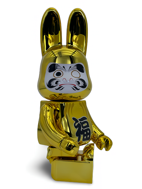 Статуетка Bearbrick x Daruma x Rabbit Gold 400% 28 см Medicom Toy Золотий заєць - зображення 13