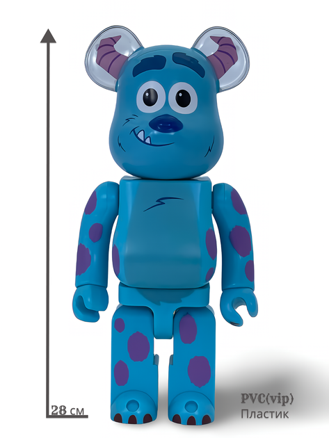 Статуетка Bearbrick x Disney Pixar x Monsters Sulley 400% 28 см Medicom Toy Карпорація монстрів - зображення 9