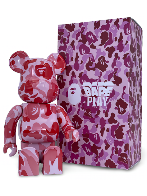 Статуетка Bearbrick x Bape x ABC Camo Pink 400% 28 см Medicom Toy Камуфляжний - зображення 7